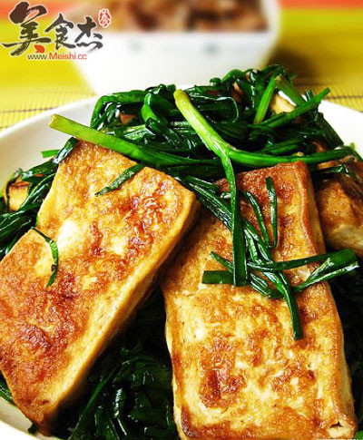 香煎豆腐炒韭菜